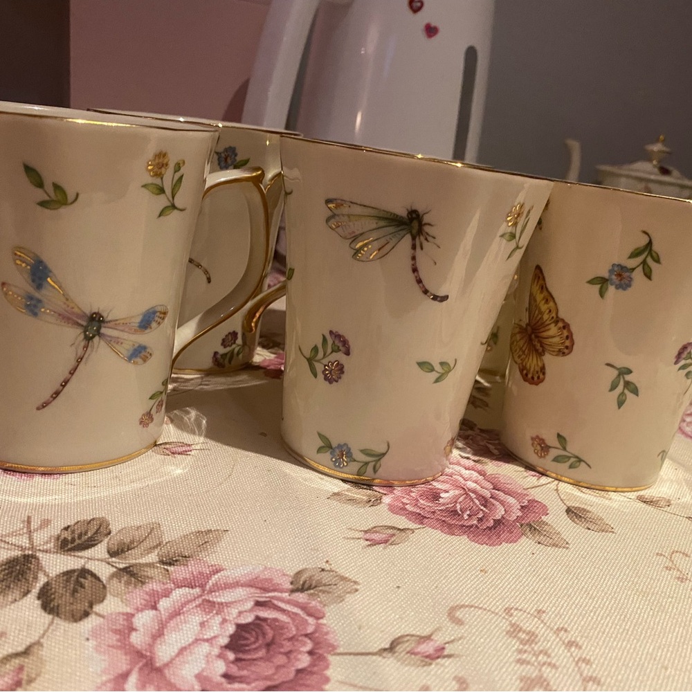 Nature-Inspired Dragonfly and Butterfly Mug Set Garden Whispers by Skye McGhee